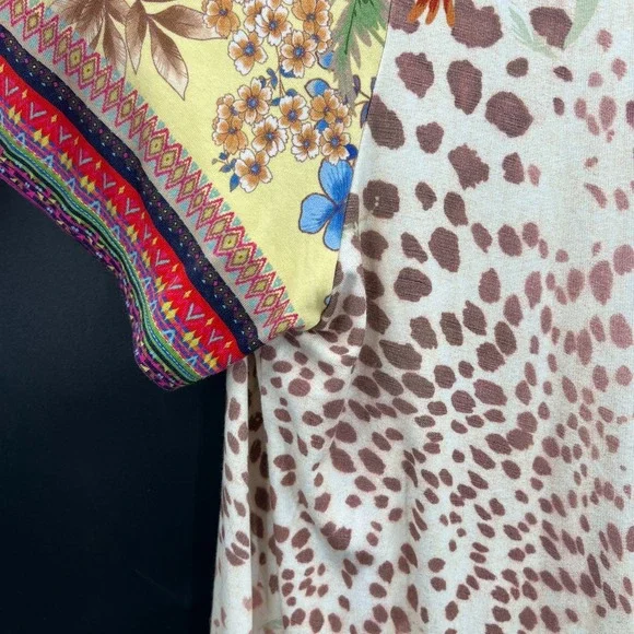 Johnny Was Wildflower Leopard Floral Swing Tee Boho Cottagecore Top Bamboo L - Picture 4 of 10
